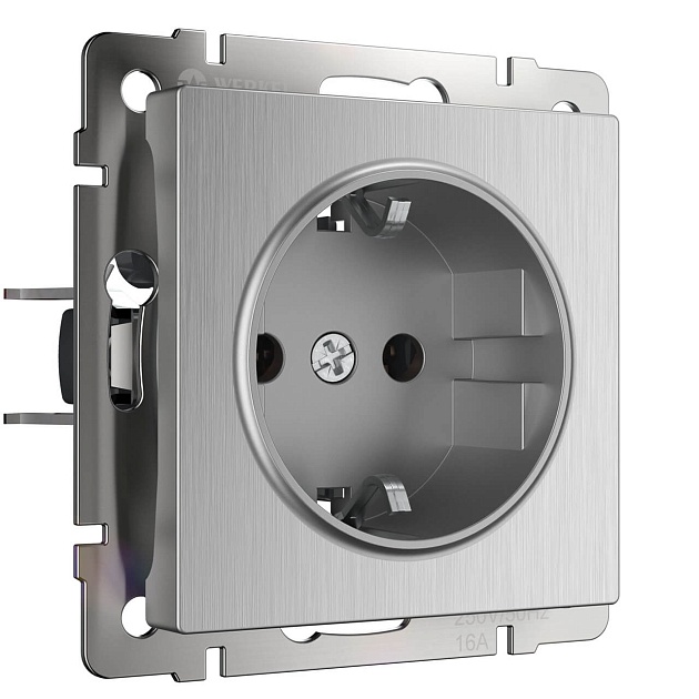 Розетка с заземлением Werkel cеребряный рифленый W1171009 4690389159701 изображение 1 Розетка с заземлением Werkel cеребряный рифленый W1171009 4690389159701 Фото № 1