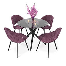 Обеденная группа Sheffilton SHT-DS247 дымчатый/вишневый джем/черный муар 9840195701