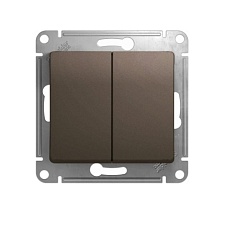 Переключатель двухклавишный проходной Systeme Electric Glossa 10A 250V шоколад GSL000865