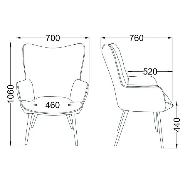 Кресло AksHome Bogema серый, велюр 73220 Фото № 2