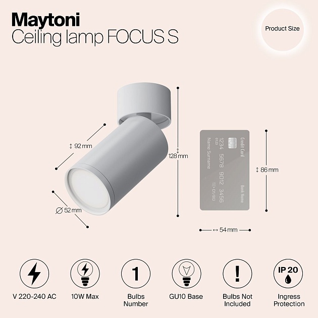 Потолочный светильник Maytoni Focus S C050CL-U-1W изображение 2 Потолочный светильник Maytoni Focus S C050CL-U-1W Фото № 2