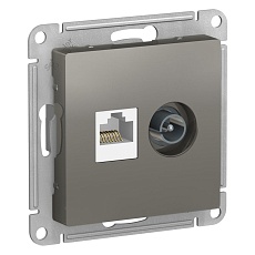 Розетка компьютерная RJ45/TV Systeme Electric AtlasDesign 5e кат UTP сталь ATN000989