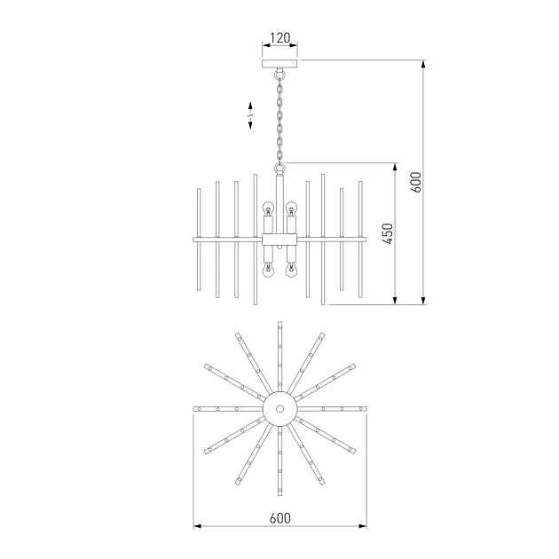 Подвесная люстра Bogates Allure 356/6 латунь Фото № 2