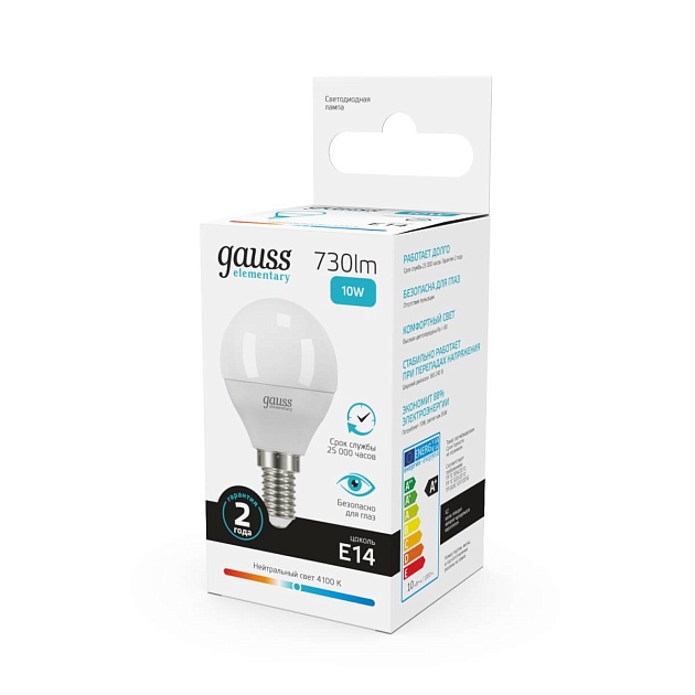Лампа светодиодная Gauss E14 10W 4100K матовая 53120 Фото № 7