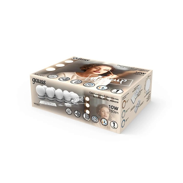 Светодиодный светильник для зеркал Gauss MAKEUP MK001 изображение 5 Светодиодный светильник для зеркал Gauss MAKEUP MK001 Фото № 5