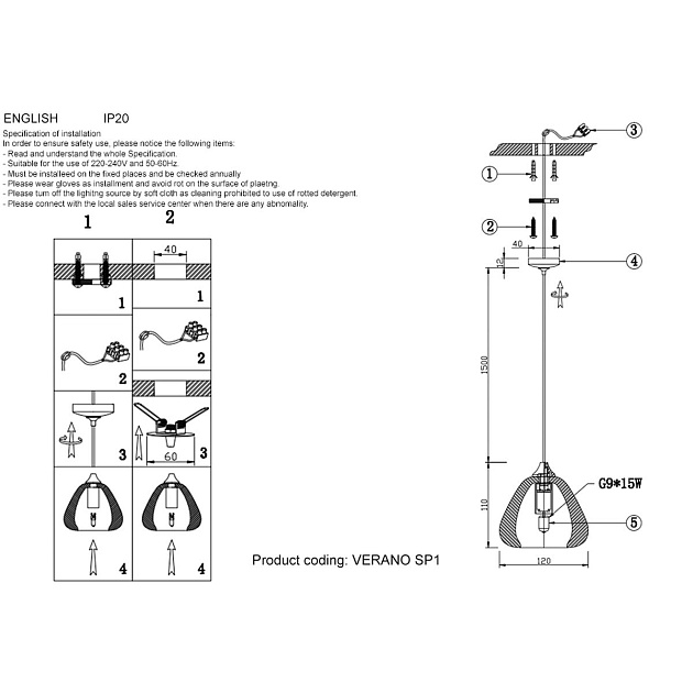Подвесной светодиодный светильник Crystal Lux Verano SP1 Gold Фото № 2