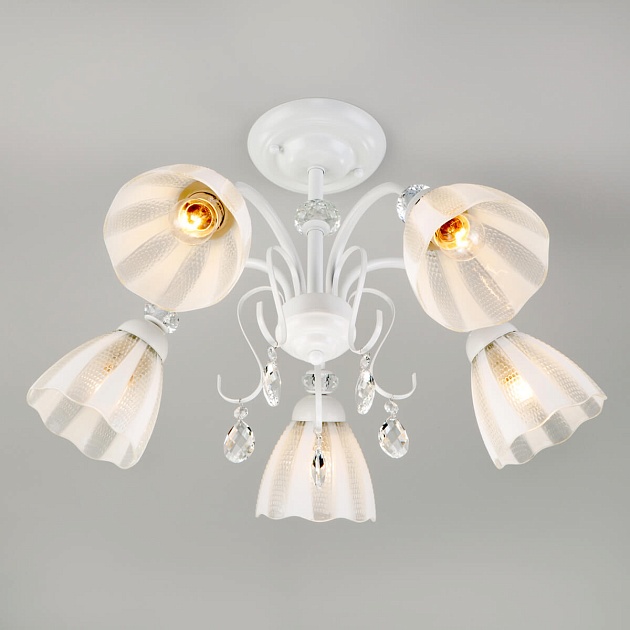 Потолочная люстра Eurosvet Floranse 30155/5 белый изображение 4 Потолочная люстра Eurosvet Floranse 30155/5 белый Фото № 4