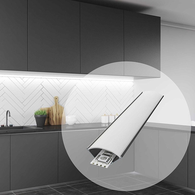 Профиль угловой накладной с рассеивателем серебро 1м Apeyron 08-08 Фото № 10