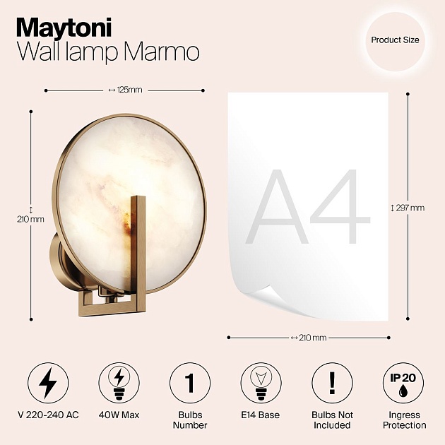 Бра Maytoni Marmo MOD099WL-01G2 Фото № 2