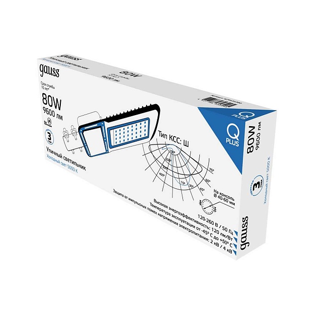 Уличный светодиодный консольный светильник Gauss Qplus 629535380 Фото № 2