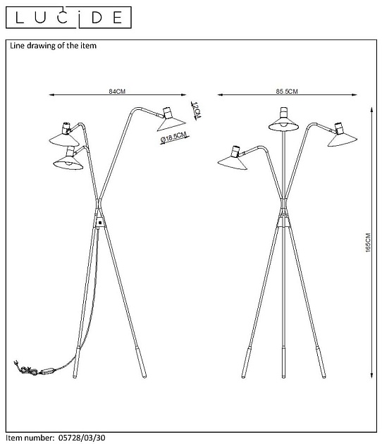 Торшер Lucide Pepijn 05728/03/30 Фото № 6