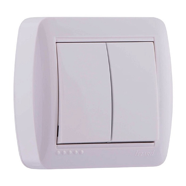 Выключатель двойной Lezard Demet белый 711-0200-101 Фото № 1