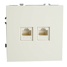 Розетка компьютерная 2-местная RJ-45 (механизм), STEKKER, серия Эмили, RST00-5111-01, белый фарфор, soft touch 49874 1