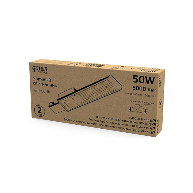 Уличный светодиодный консольный светильник Gauss Avenue 629534350 Фото № 3