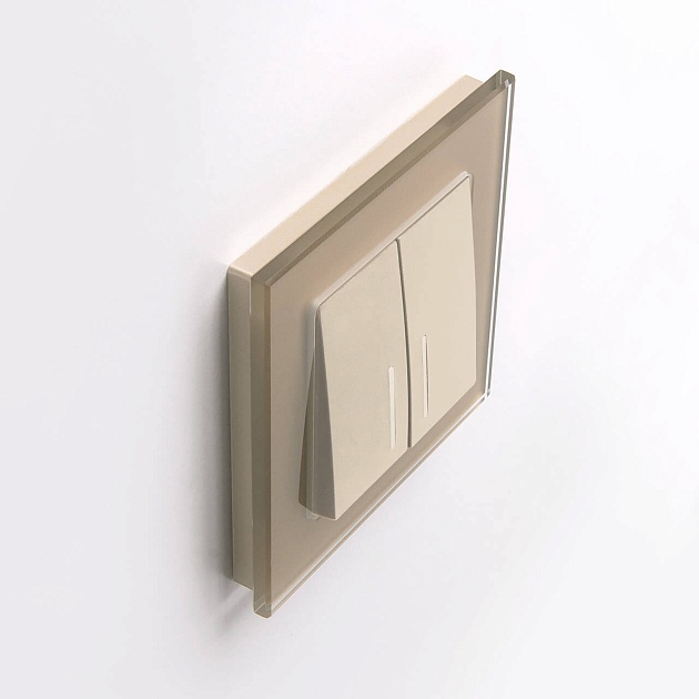 Выключатель двухклавишный с подсветкой Werkel шампань W1120111 4690389157097 изображение 2 Выключатель двухклавишный с подсветкой Werkel шампань W1120111 4690389157097 Фото № 2