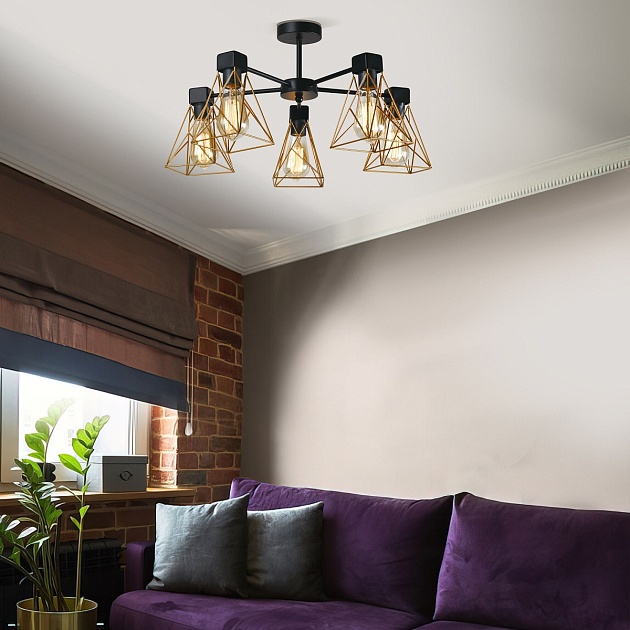 Потолочная люстра Eurosvet Trappola 70107/5 черный/латунь изображение 3 Потолочная люстра Eurosvet Trappola 70107/5 черный/латунь Фото № 3