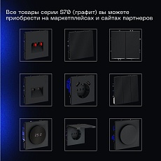 Выключатель с самовозвратом встраиваемый Voltum S70 двухклавишный 10А, (графит) VLS020607 1