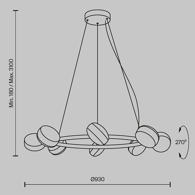 Подвесная светодиодная люстра Maytoni Mind MOD299PL-L80BC3K Фото № 2