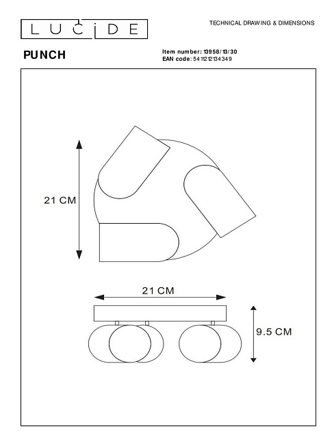 Спот Lucide Punch 13958/13/30 Фото № 2