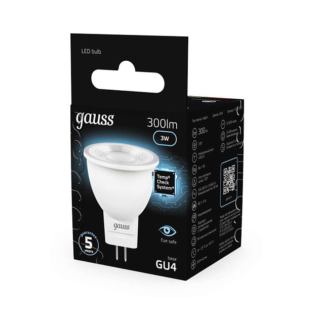 Лампа светодиодная Gauss GU4 3W 4100K матовая 132517203 Фото № 3
