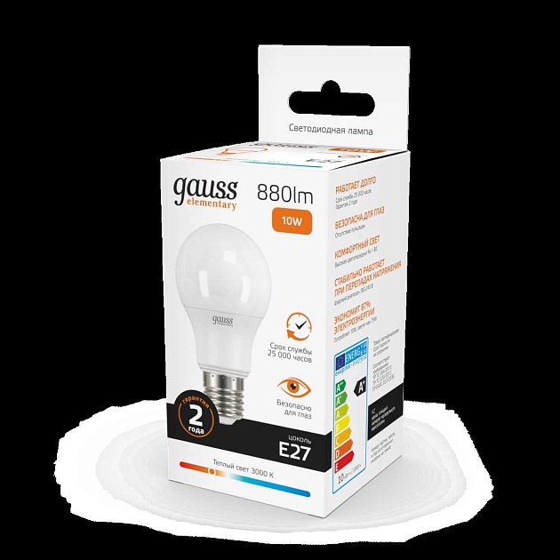 Лампа светодиодная Gauss E27 10W 3000K матовая 23210 Фото № 5