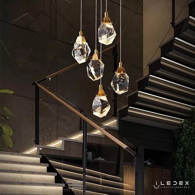 Подвесная светодиодная люстра iLedex Oxygen 9701P/5R BR Фото № 3