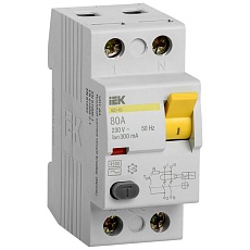 Выключатель дифференциальный (УЗО) ВД1-63 2Р 80А 300мА IEK MDV10-2-080-300