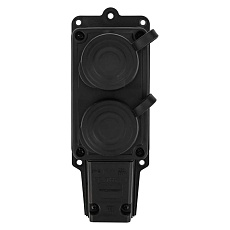 Колодка каучуковая 2 гнезда с крышкой черная, с/з, 16А, IP44, PROconnect 111-112-4 2