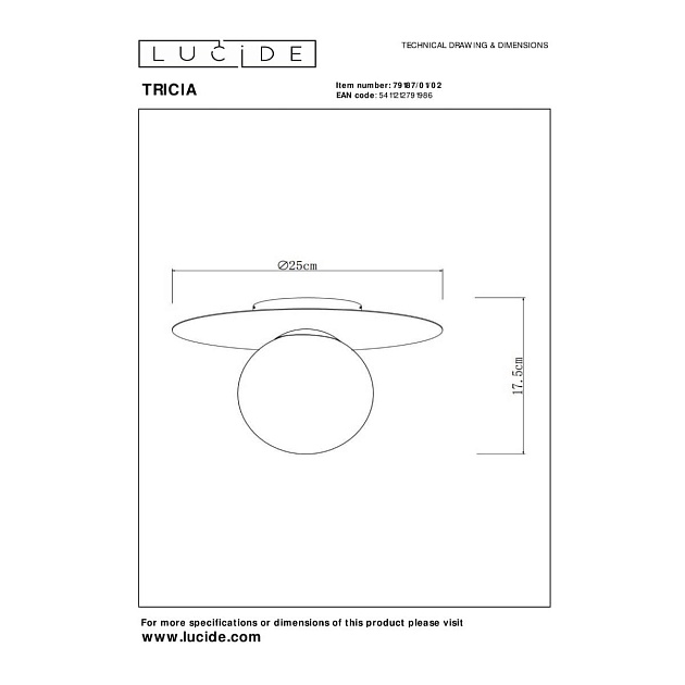 Потолочный светильник Lucide TRICIA 79187/01/02 изображение 2 Потолочный светильник Lucide TRICIA 79187/01/02 Фото № 2