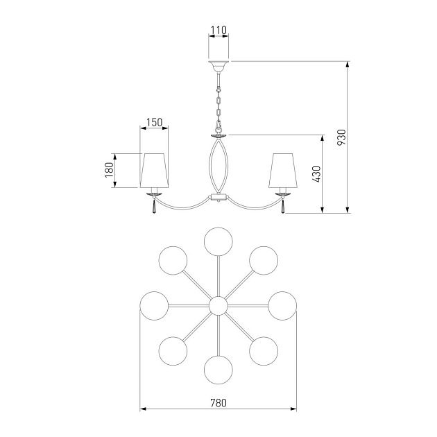 Подвесная люстра Eurosvet 60079/8 хром изображение 2 Подвесная люстра Eurosvet 60079/8 хром Фото № 2
