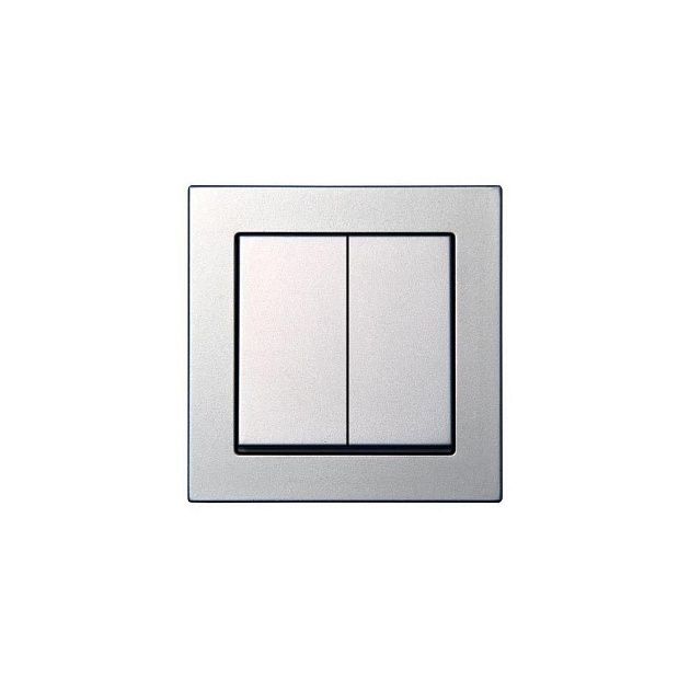 Выключатель двухклавишный Liregus Epsilon серебро 28-173 изображение 1 Выключатель двухклавишный Liregus Epsilon серебро 28-173 Фото № 1