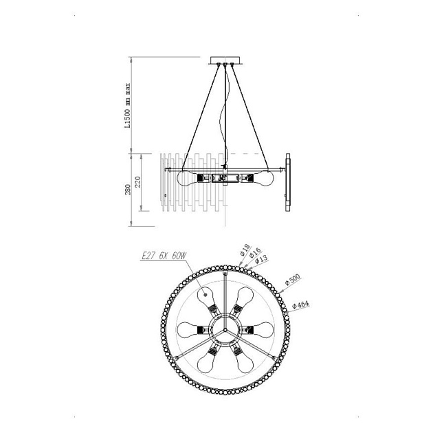 Подвесная люстра Maytoni Coliseo MOD136PL-06BS изображение 3 Подвесная люстра Maytoni Coliseo MOD136PL-06BS Фото № 3