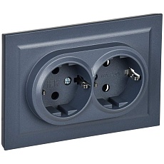 BRITE Розетка 2-местная с заземлением без защитных шторок 16А в сборе РС12-3-БрМ маренго IEK BR-R21-16-K35-F