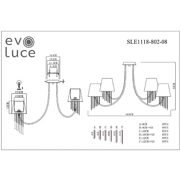 Потолочная люстра Evoluce Alluria SLE1118-802-08 Фото № 2