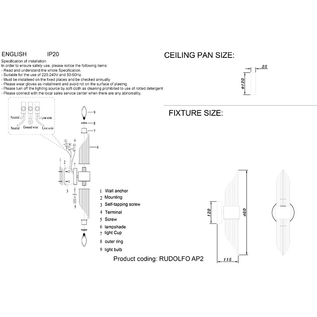 Бра Crystal Lux Rudolfo AP2 Brass изображение 2 Бра Crystal Lux Rudolfo AP2 Brass Фото № 2