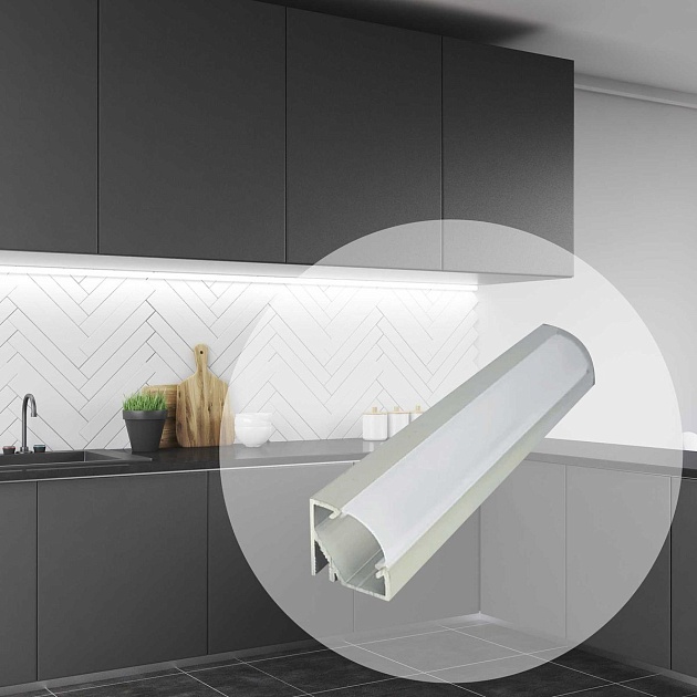 Профиль угловой накладной с рассеивателем серебро 1м. Apeyron 08-31 Фото № 8