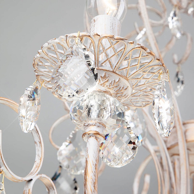 Подвесная люстра Eurosvet 3305/12 белый с золотом/прозрачный хрусталь Strotskis Фото № 3