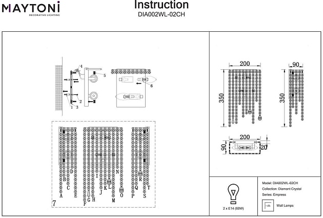 Настенный светильник Maytoni Empress DIA002WL-02CH Фото № 6