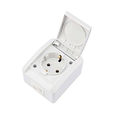 Розетка одноместная INDUSTRIAL IP54 с заземлением, о/у, белая KRANZ KR-78-0816 2