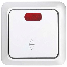 Выключатель (переключатель) на 2 направления 1-кл. открытой установки с подсветкой IP20 10А, белый