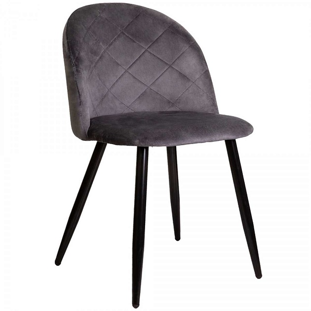 Кухонный стул AksHome Honnor серый, велюр, цвет каркаса черный 63384 Фото № 1