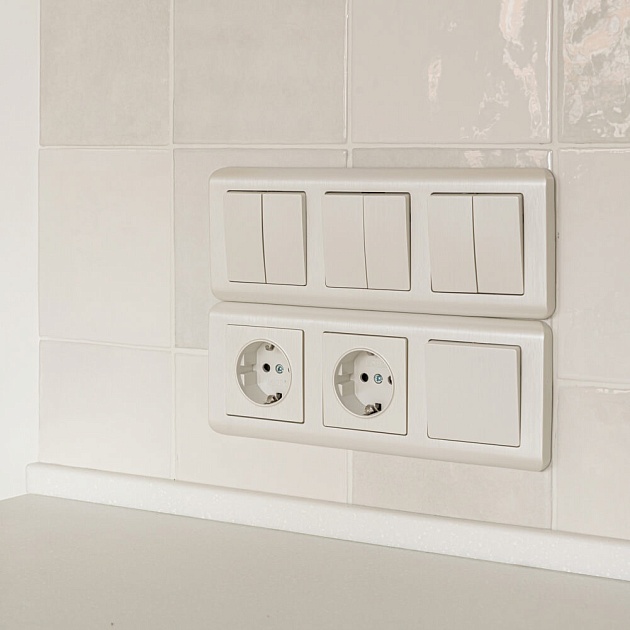 Выключатель двухклавишный Werkel перламутровый рифленый W1120013 4690389160882 Фото № 6