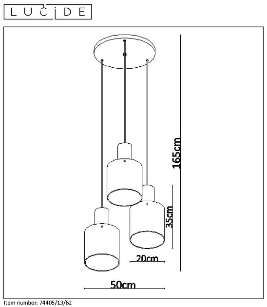 Подвесная люстра Lucide Toledo 74405/13/62 Фото № 5