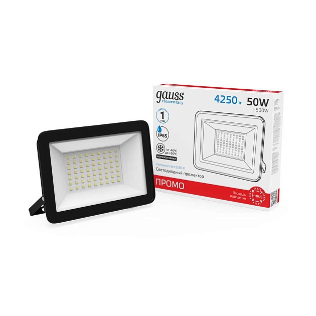 Прожектор светодиодный Gauss 50W 613100350 Фото № 7