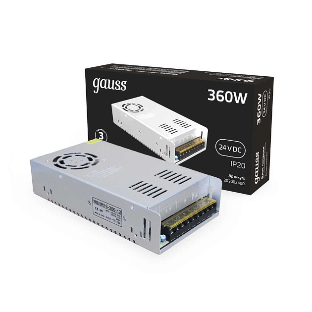 Блок питания Gauss 360W 24V IP20 202002400 изображение 2 Блок питания Gauss 360W 24V IP20 202002400 Фото № 2