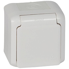 Розетка 2К+З Legrand Quteo 16A 250V со шторками крышкой белая 782321