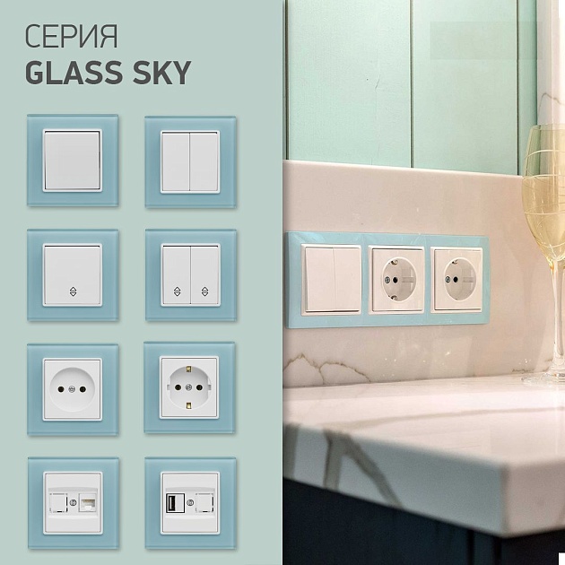 Выключатель трехклавишный Vesta-Electric Exclusive Blue голубой FVK050107SIN Фото № 2