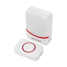 Беспроводной дверной звонок c цифровым кодированием переливающийся 38 мелодий 150м IP44 (белый/красный) REXANT 73-0016