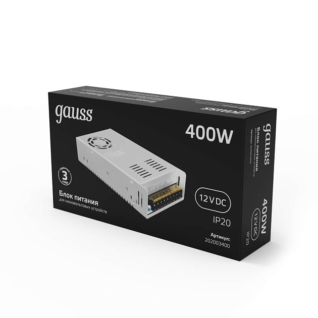 Блок питания Gauss Led Strip PS 12V 400W IP20 40A 202003400 изображение 2 Блок питания Gauss Led Strip PS 12V 400W IP20 40A 202003400 Фото № 2