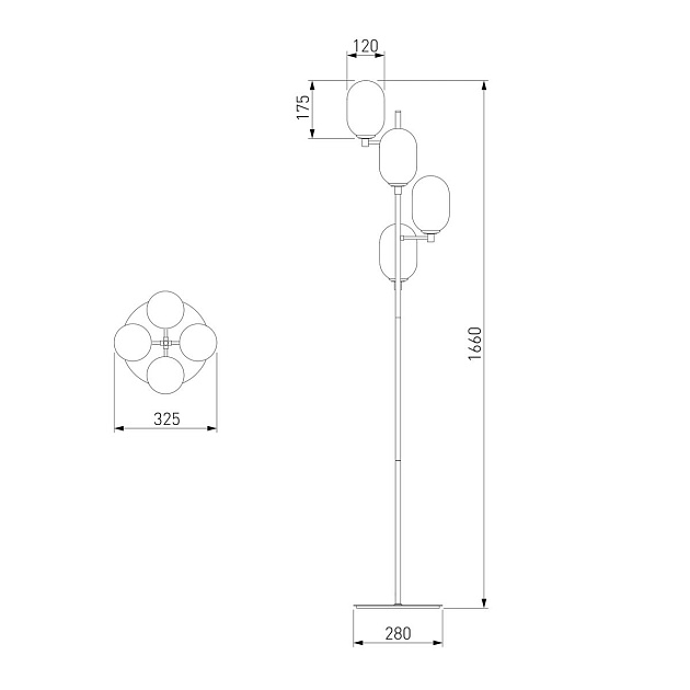 Торшер Eurosvet Loona 01161/4 латунь Фото № 2
